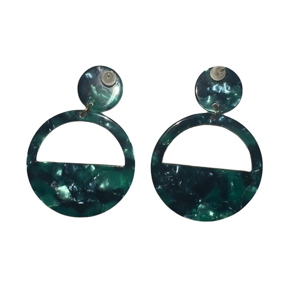 Green marbled earrings - Picture 2 of 2